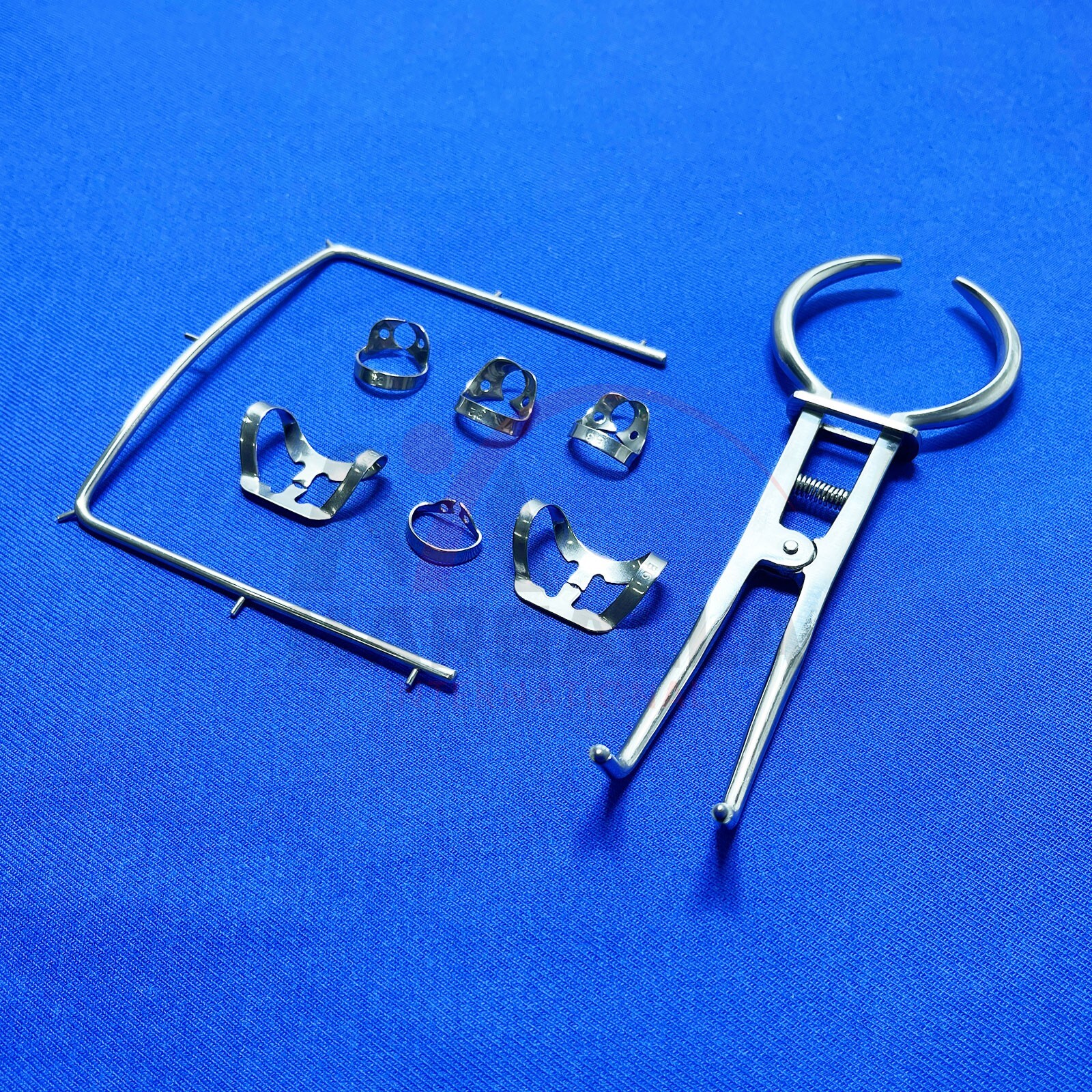 Rubber Dam Kit of 10 Pieces with Frames Punch Clamps Dental Instruments