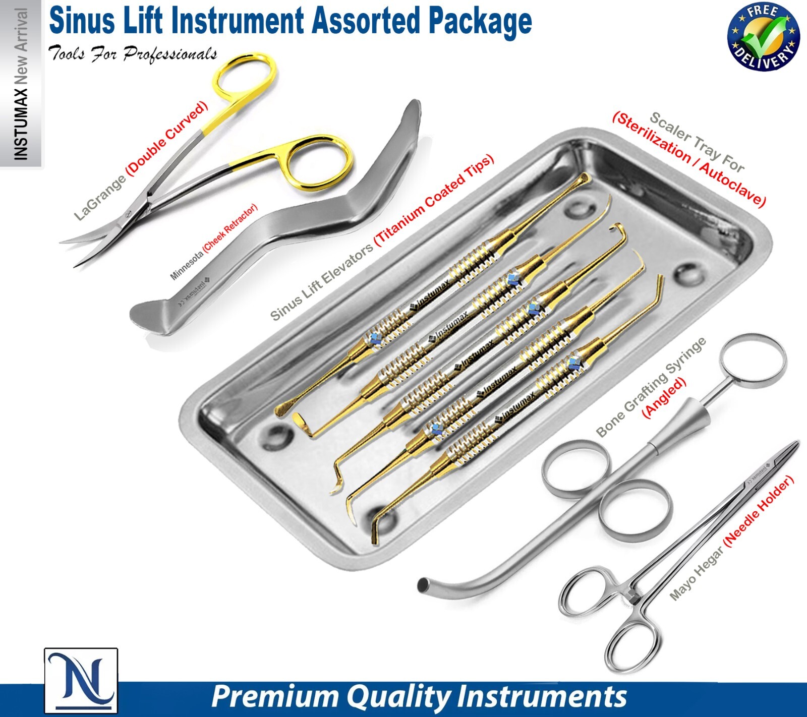 Dental Sinus Lift Implant Surgery Instruments Elevators Bone Grafting Syringe CE