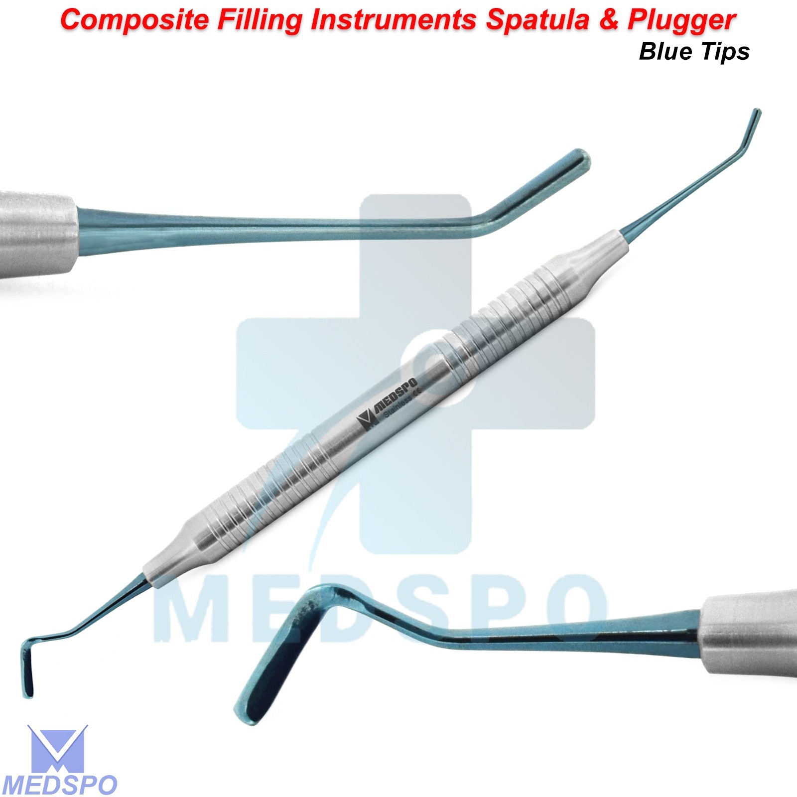 Dental Composite Filling Spatula Plugger Restorative Tools Blue Titanium Tips