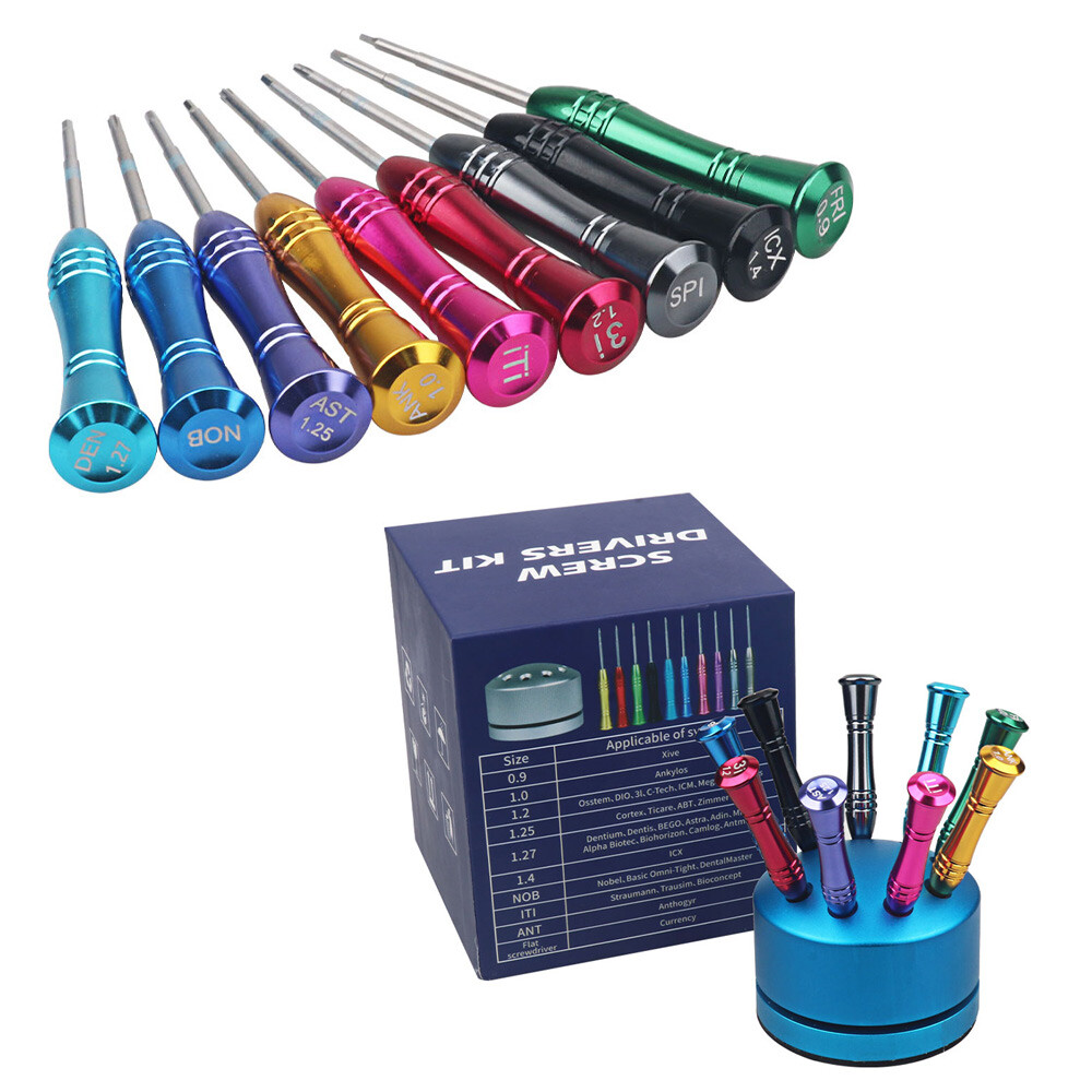 9Pcs/Set Dental Lab Mechanic Screwdrivers Abutment Implant Screw Drivers Kits