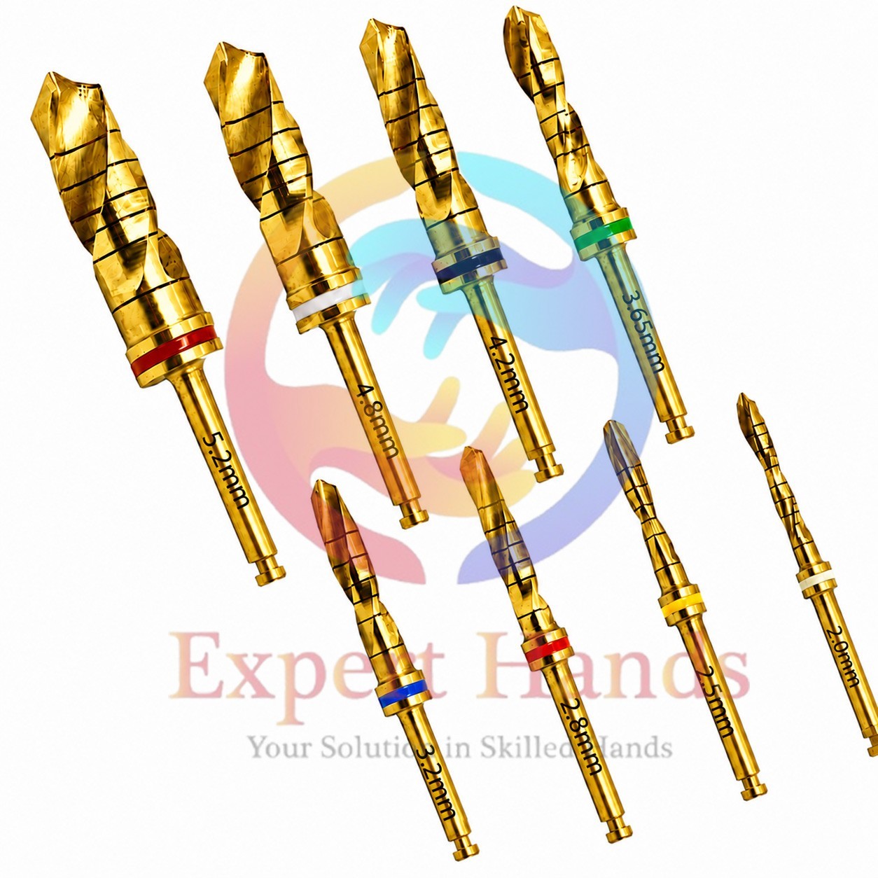 Professional Dental Precision Drill Kit 8 Pcs Stainless Steel Set