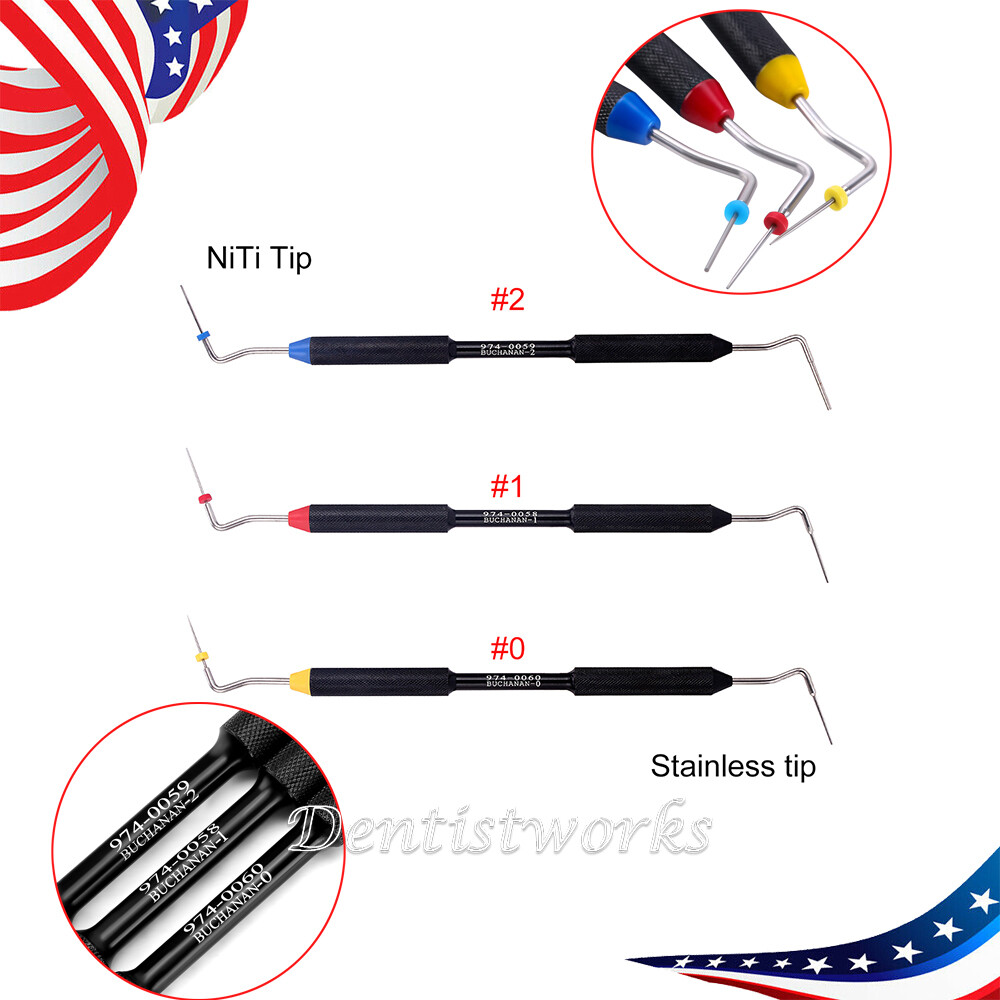 Dental Endo Buchanan Hand Plugger Tips Fill Obturation Instrument Size-0,1,2