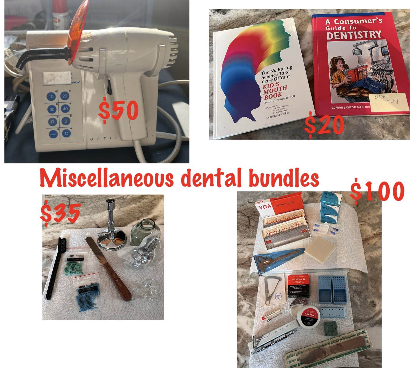Dental Equipment Set Miscellaneous, Includes Both Used New Items