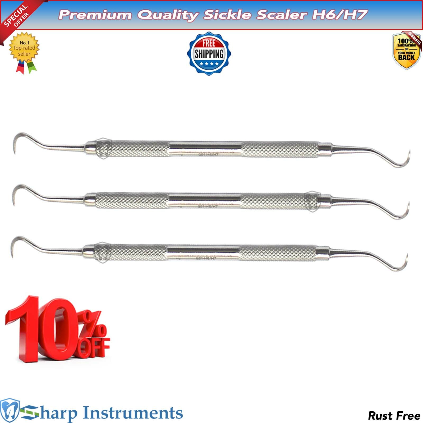 SICKLE SCALERS H6/H7 Jacquette Hygiene-Dent Supply Periodontics Hand Instruments