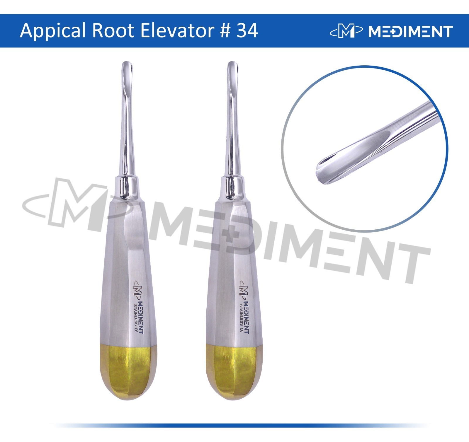 2 PCS GERMAN STRAIGHT DENTAL SURGERY APICAL ROOT TIP ELEVATOR#34