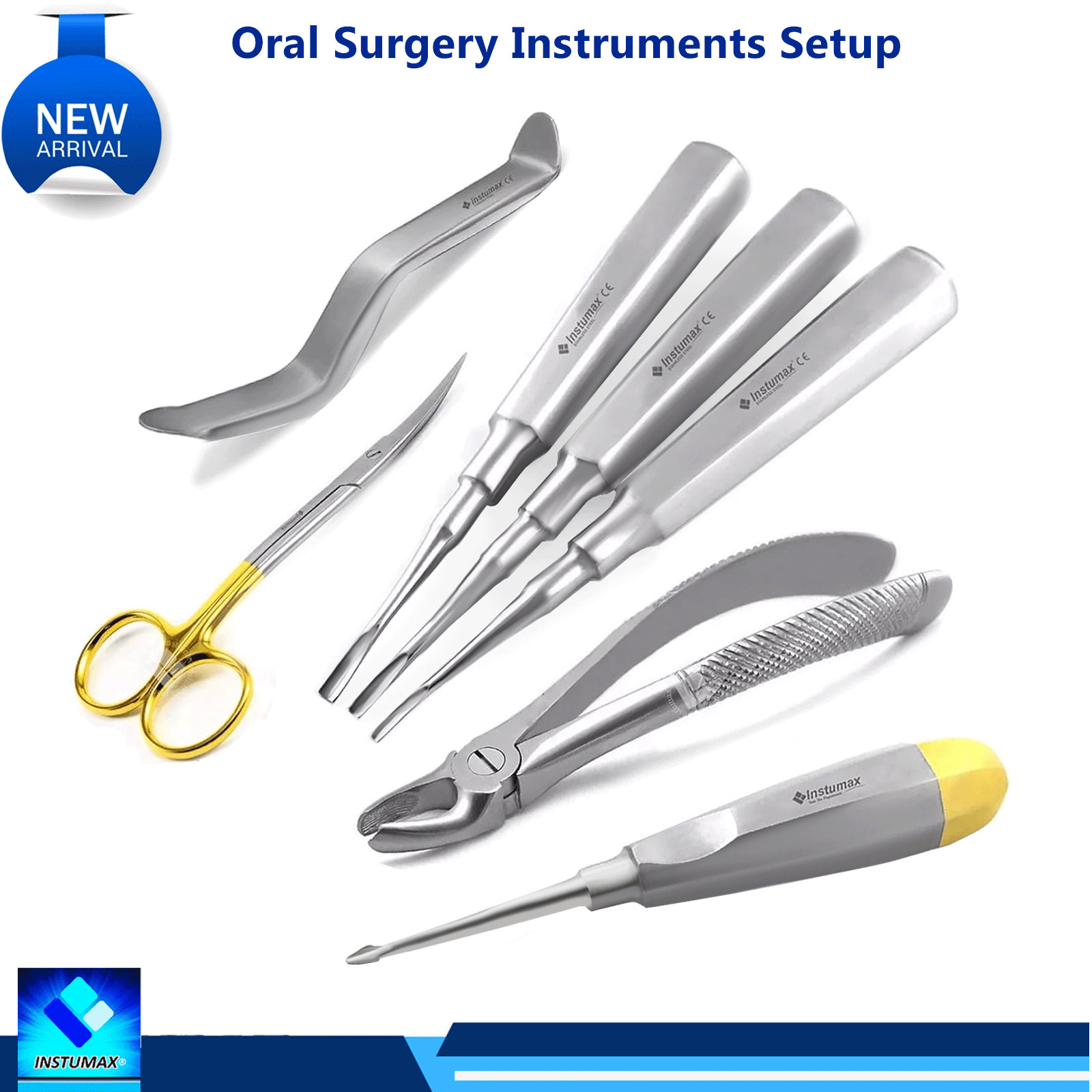 INSTUMAX Dental 7Pcs Extraction Instruments Set Oral Surgery Tools for Dentists