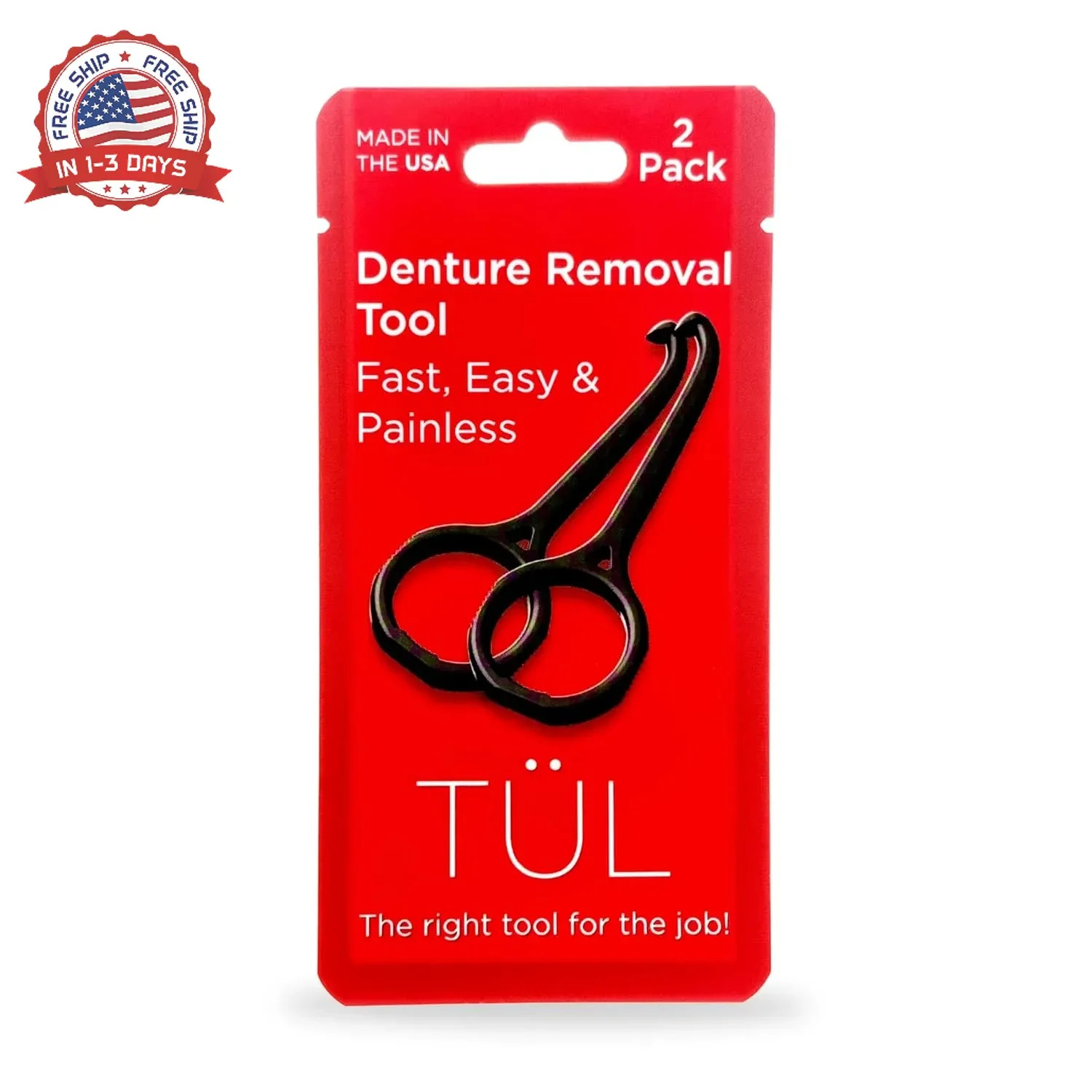 Denture Removal Tool | Made in the USA | Black 2 Pack | Top Denture Accessories