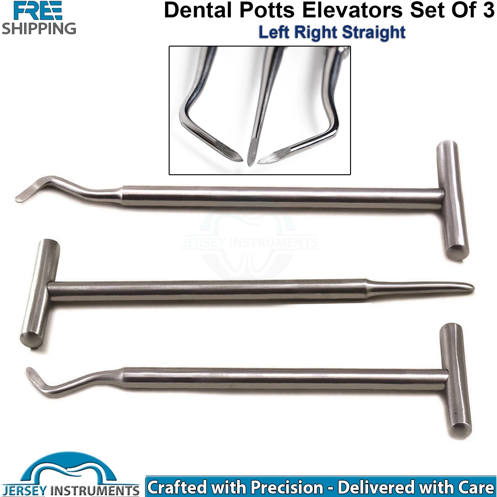 Set of 6 Dental Roots Elevator 3 Potts 2 Cryer & 1 Seldin Surgical Instrument CE
