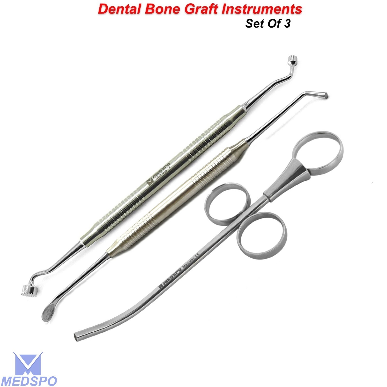 Bone Spoon Graft Packer Compactor Syringe Implant Bone Graft Instrument Set Of 3