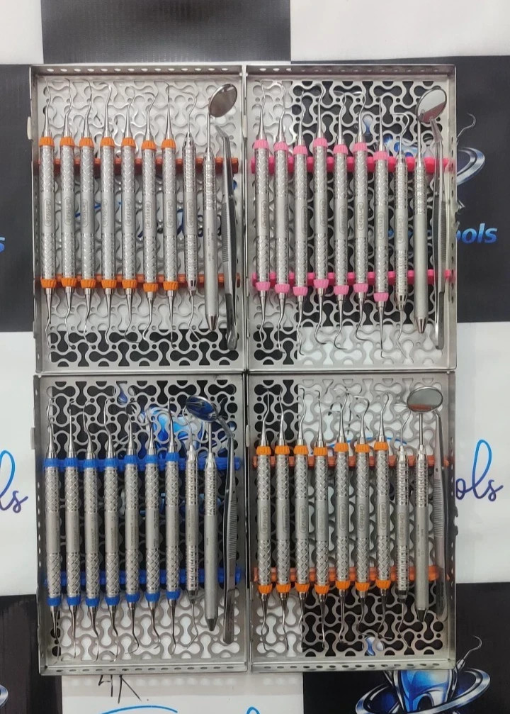 4x Hu Friedy Dental Hygiene Instruments Set of 10 PCS With Sterlization Cassette