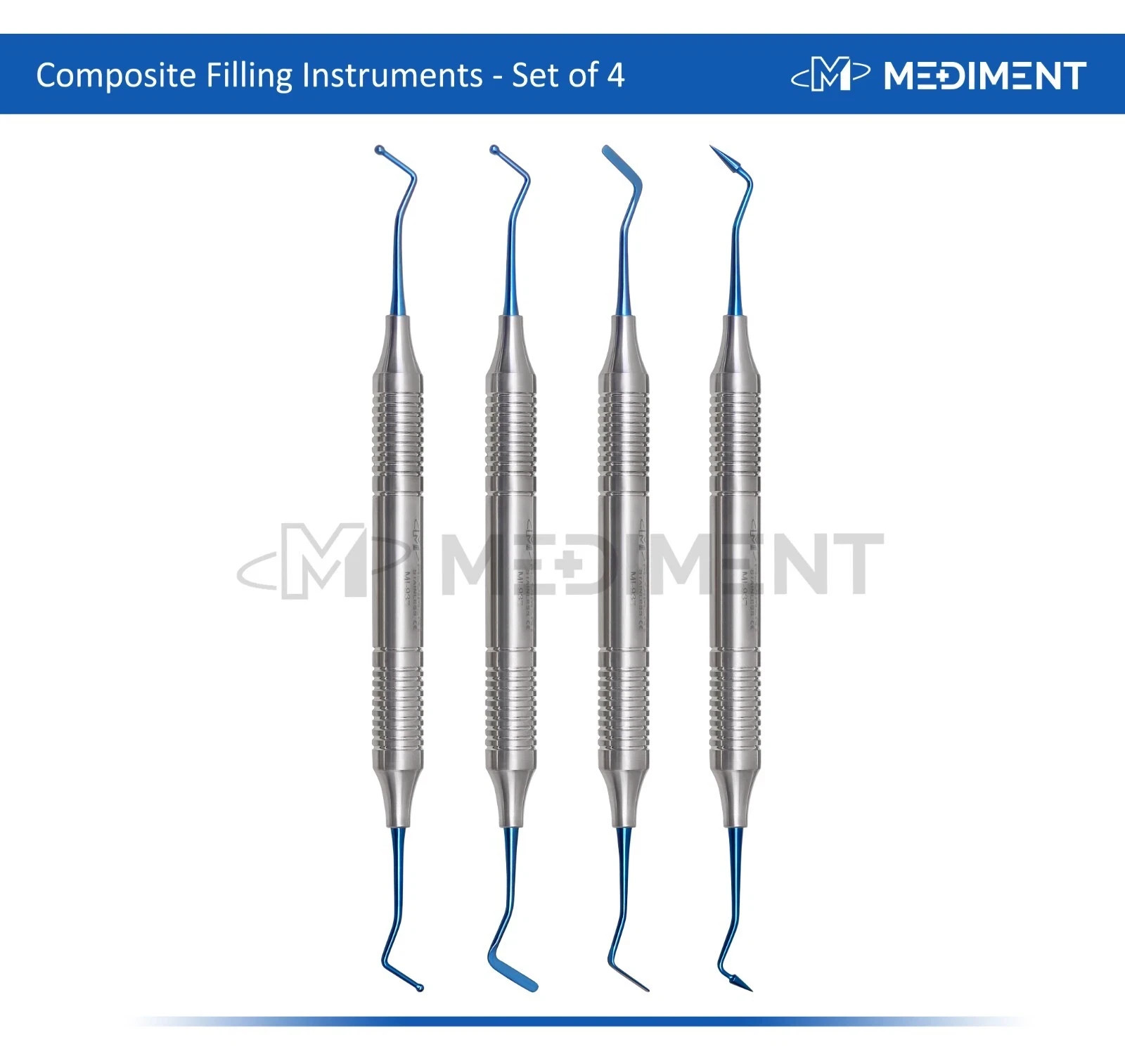4 Pcs Dental Composite Filling Instrument Blue Titanium Coated Restorative Kit