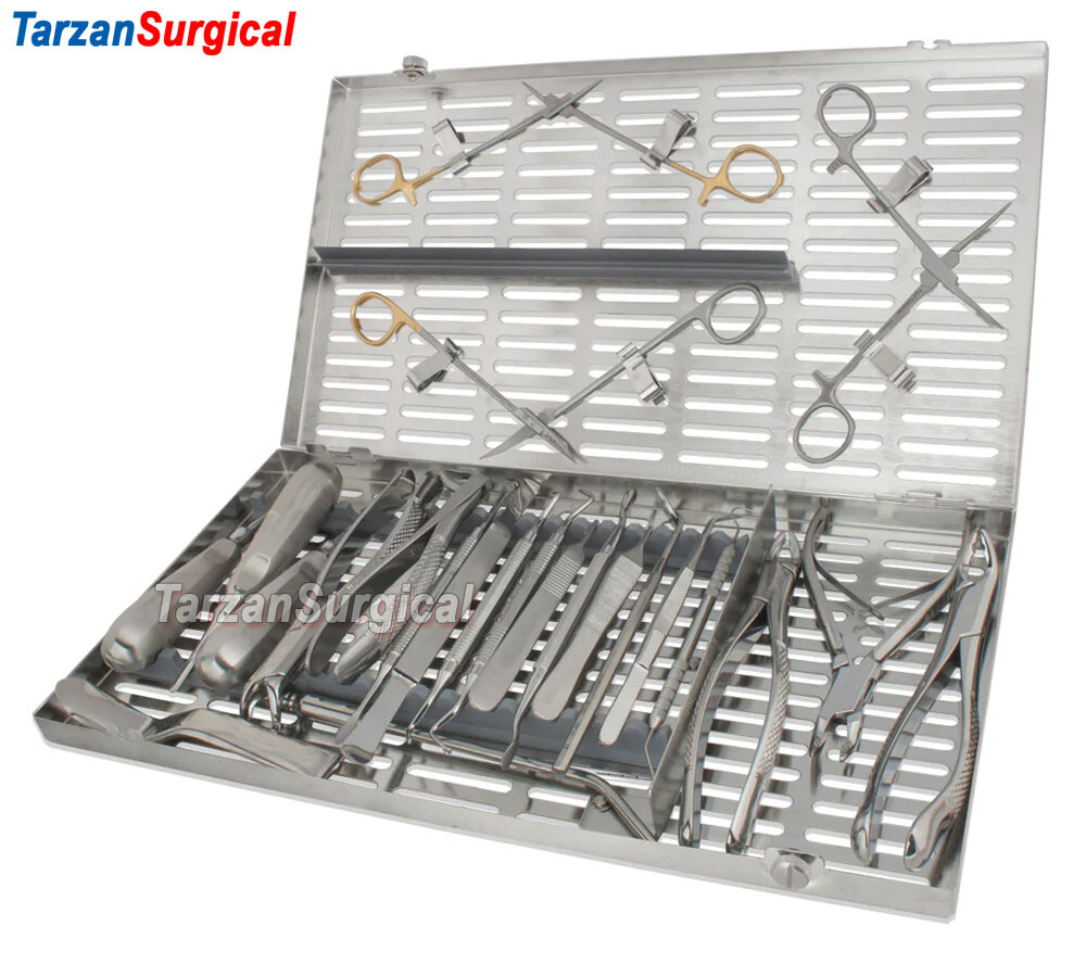 Dental Oral Surgery Kit 24 Pcs Instruments with Extra Large Cassette