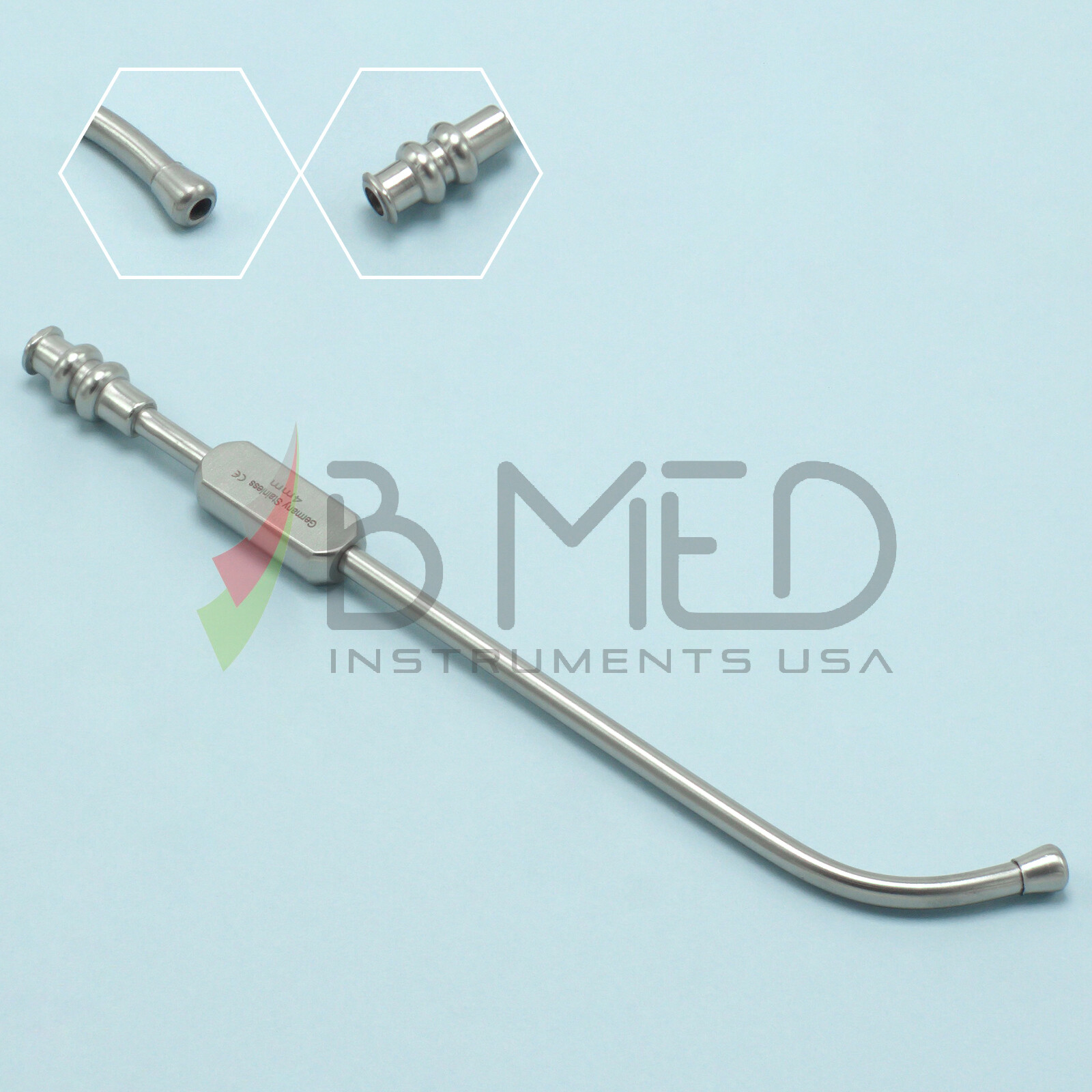 OR Grade Sinus Cannula Suction Tube 4mm Curved Ent Dental Implant Instruments