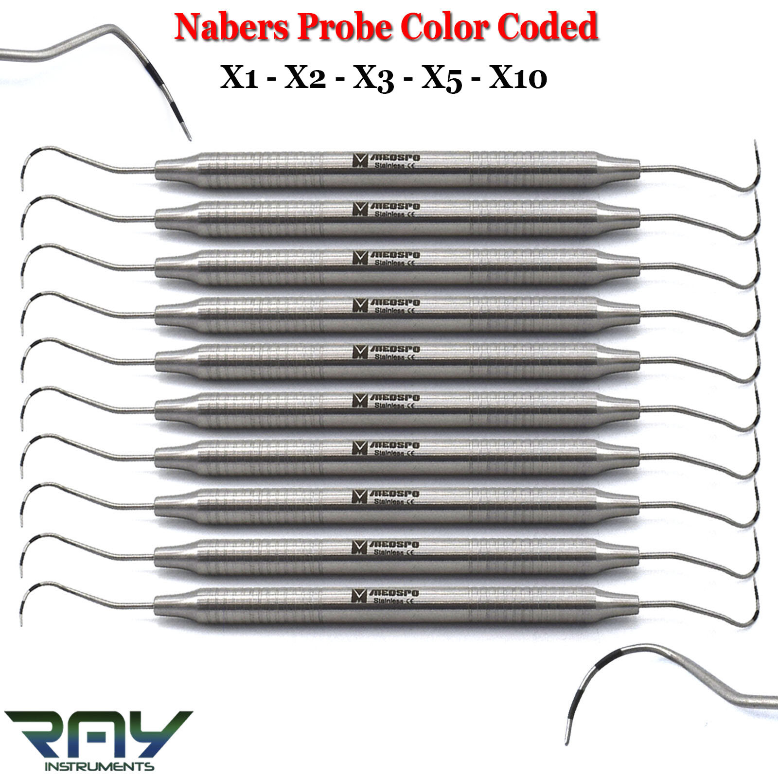 Nabers Probe Examination Periodontal Color Coded Diagnostic Dental Furcation #2N