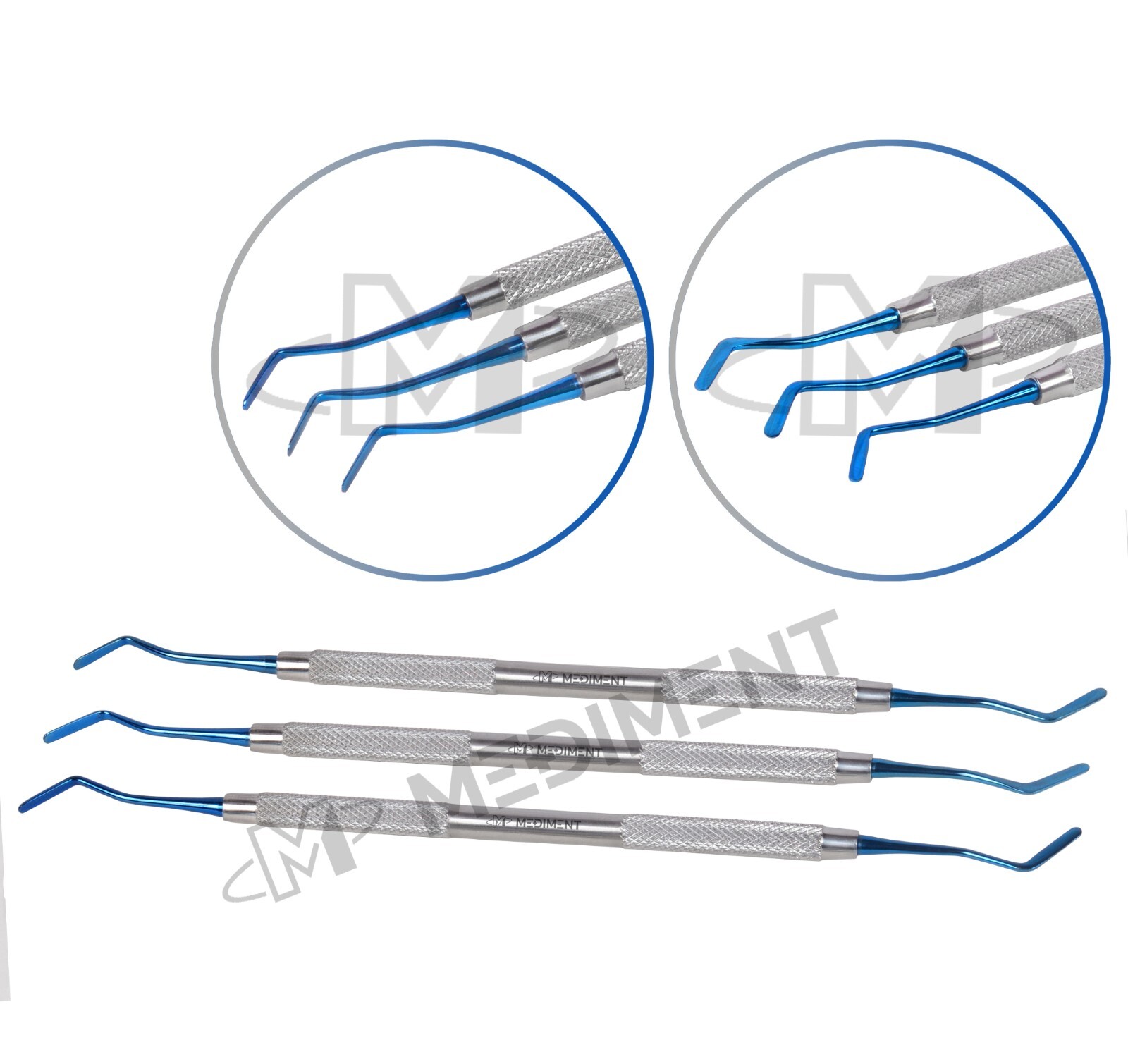 3 Pcs Dental Composite Filling Instrument Blue Titanium Coated Restorative Kit