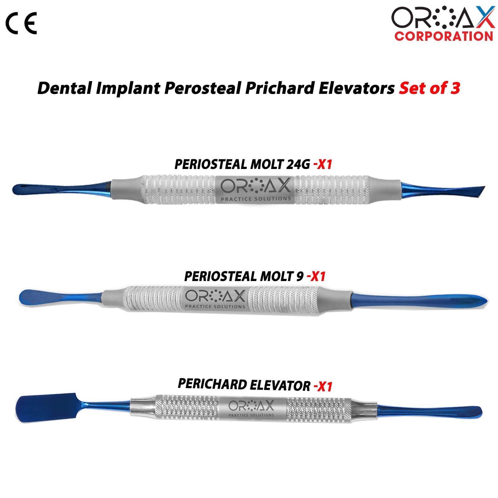 Dental Pritchard Periosteal Molt 9 Howard Elevator Bone Reflector Retractor 3pcs