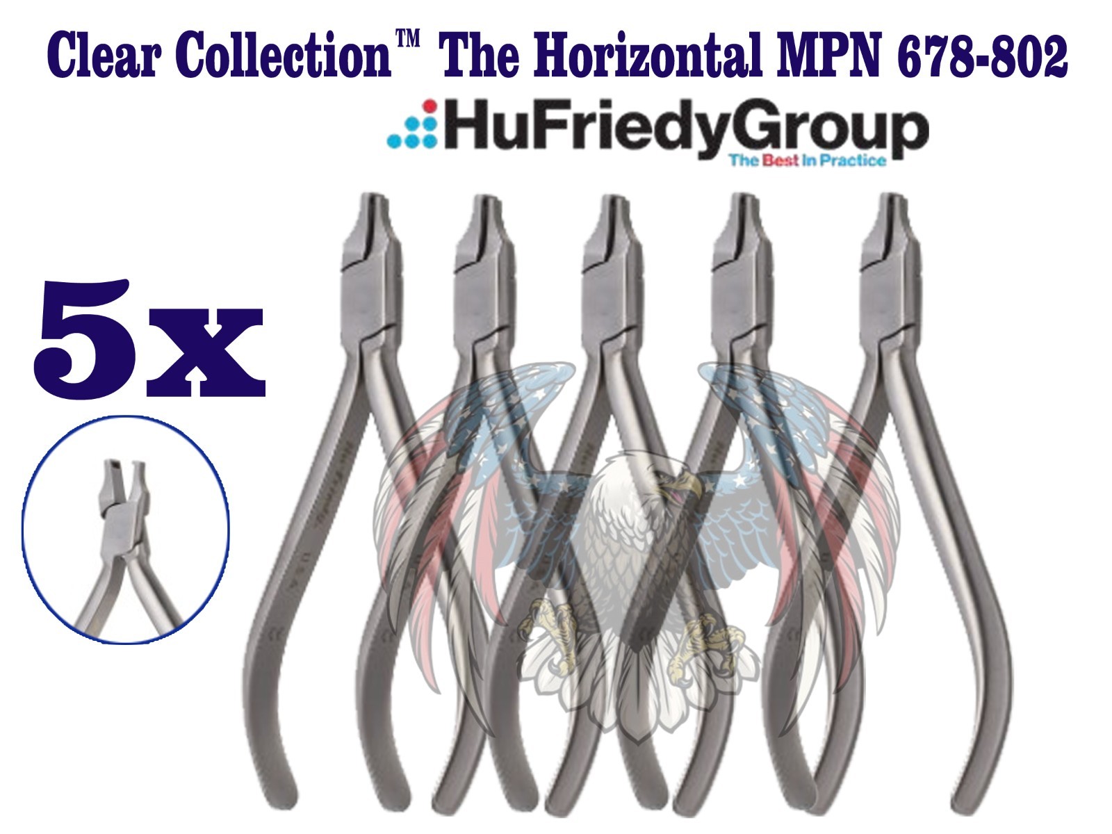 Lot of 5 Pcs Hu Friedy Clear Collection™ The Horizontal MPN 678-802