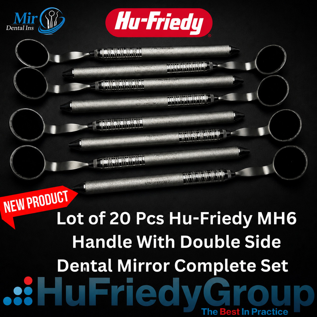 Lot of 20 Hu-Friedy MH6 Dental Mirror Handles Double-Sided Cone Socket