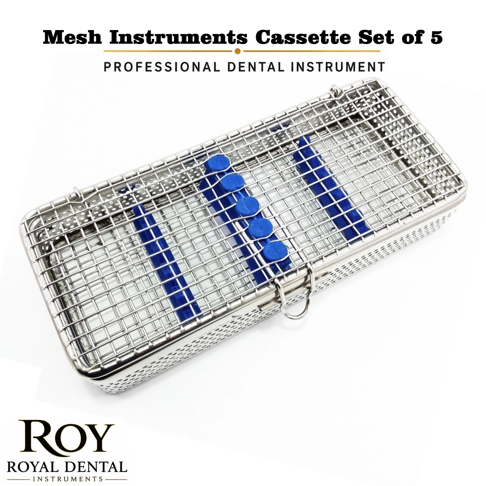 Dental Mesh Instruments Cassette Sterilization Tray Rack For Holding 5Pcs