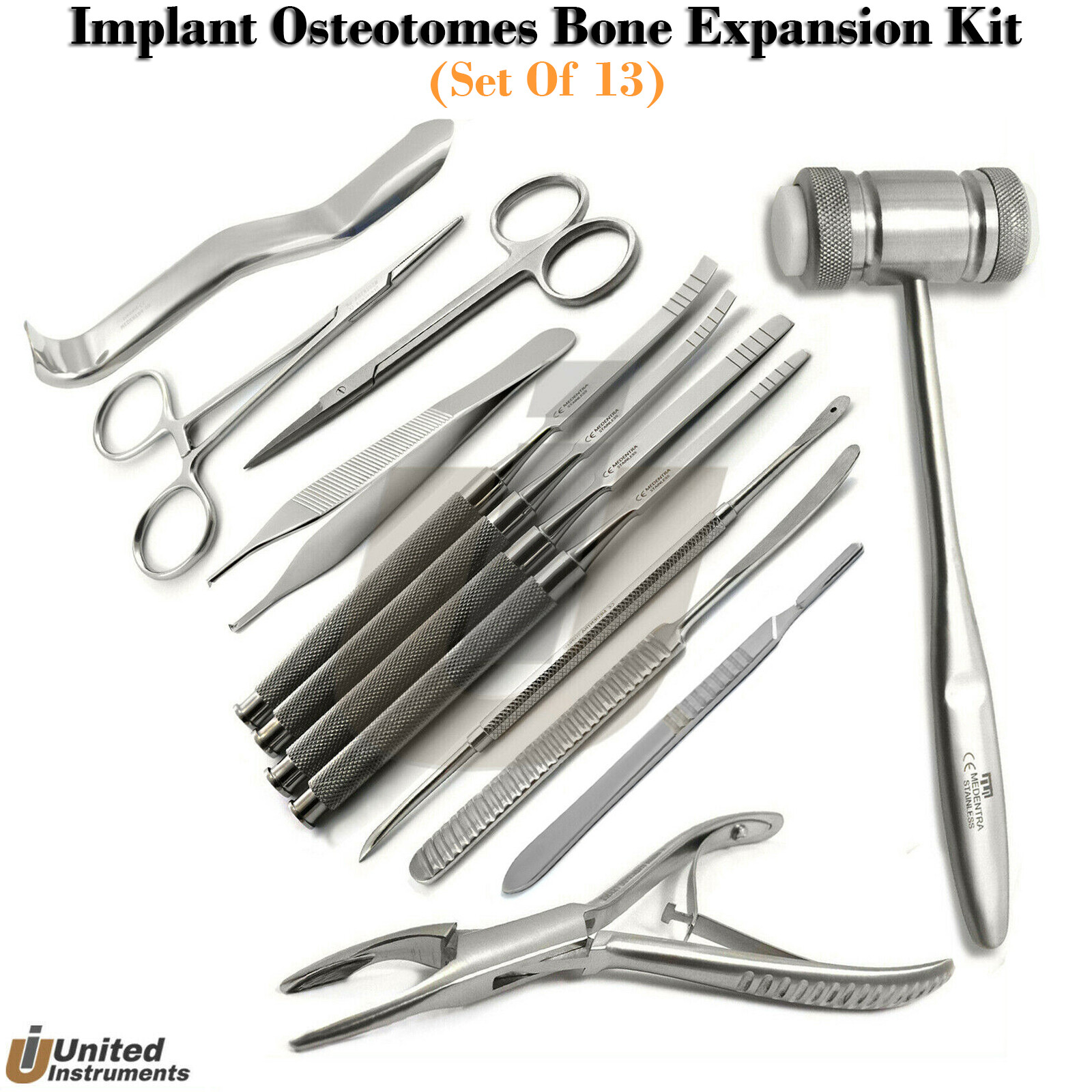 Advanced Osteotome Splitting Ridge Expansion Chisels Mead Hammer Bone Ronguer