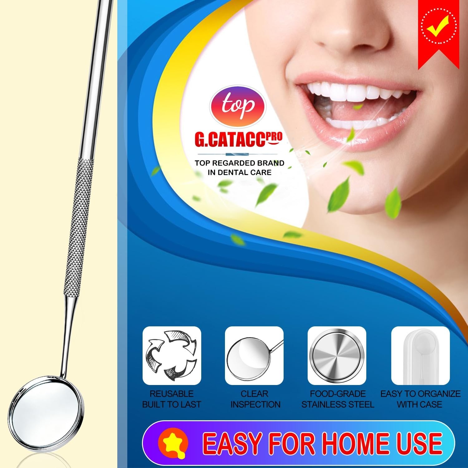 Durable Dental Inspection Mirror with Non-Slip Grip – Perfect for Home or Travel