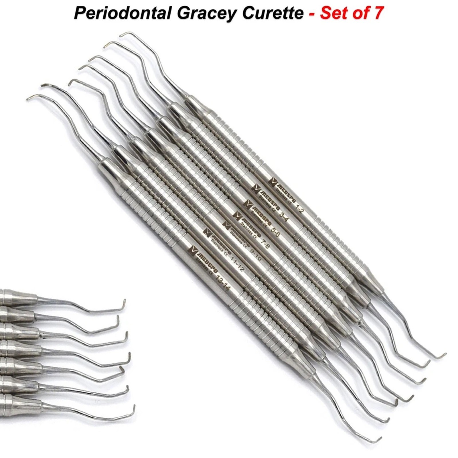 Periodontal Prophy Kit Teeth Cleaning Dental Probes Gracey Curette Exam Mirror