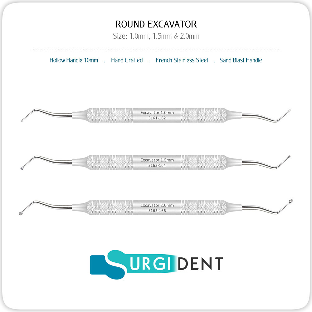 EXCAVATOR ROUND 1.0MM, 1.5MM, 2.0MM DOUBLE ENDED DENTAL INSTRUMENTS
