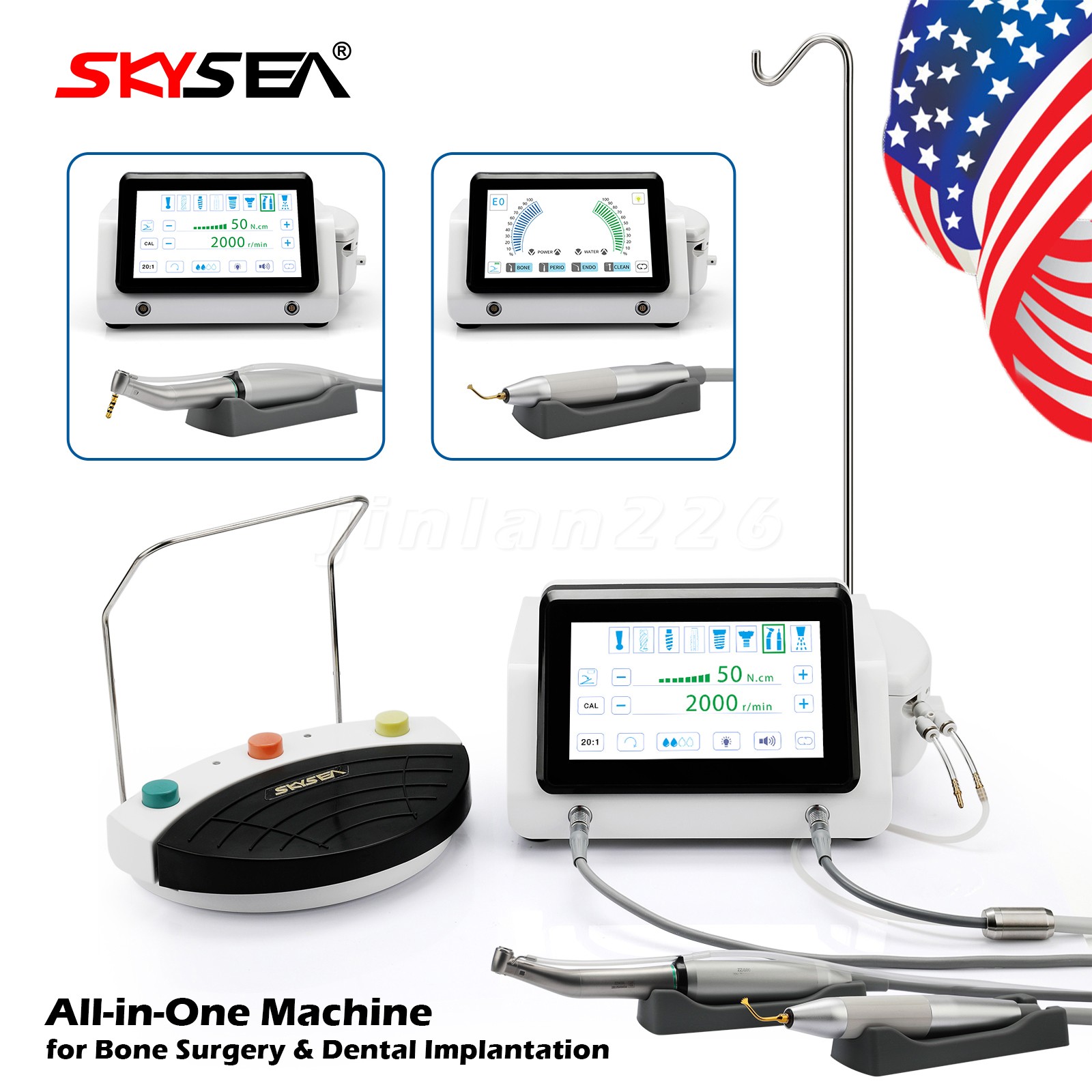 Dental Piezo Bone Surgery & Implant Motor 2 IN 1 Bone Cutter Touch Screen