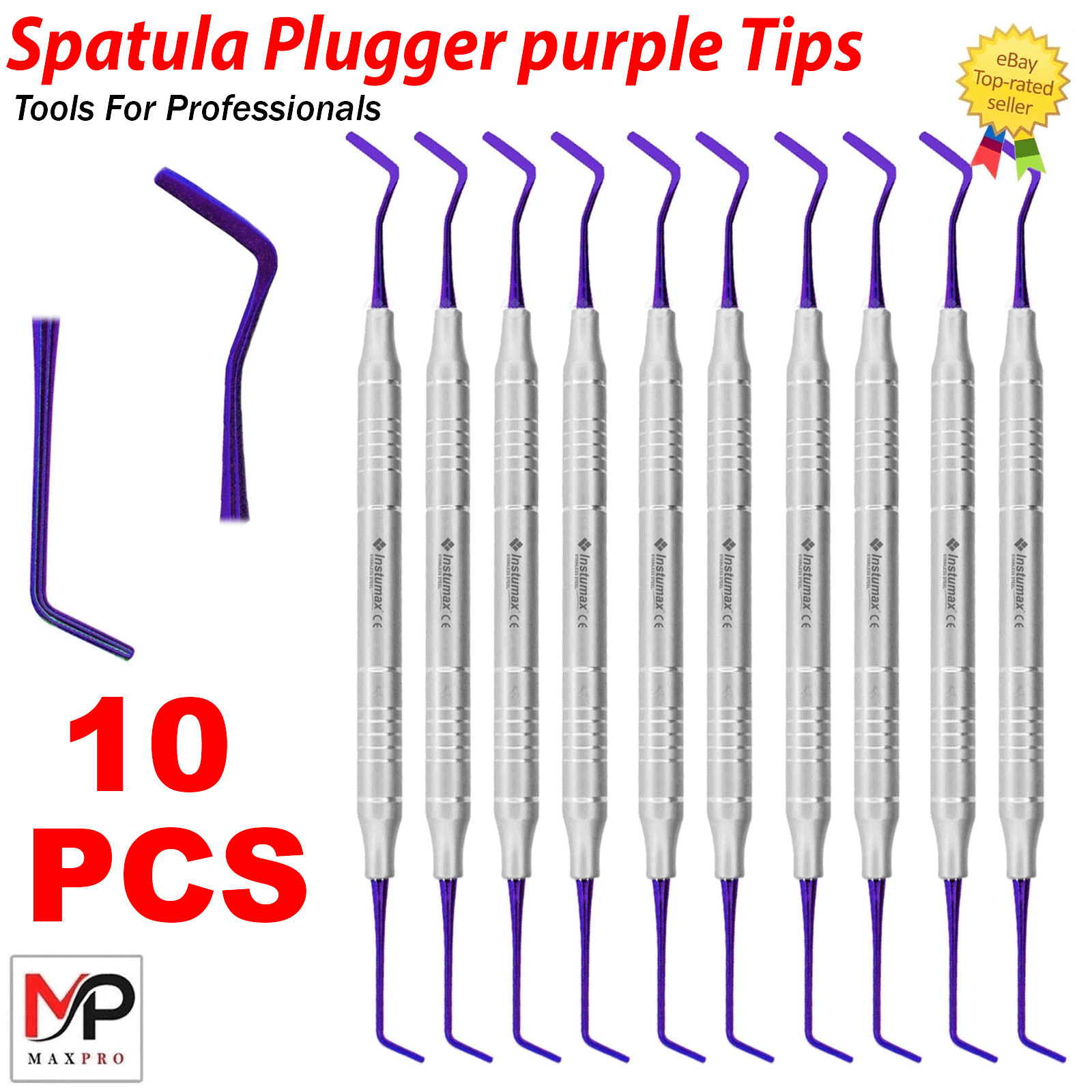 Dental Composite Filling Spatula & Plugger Titanium Purple Tips Instruments