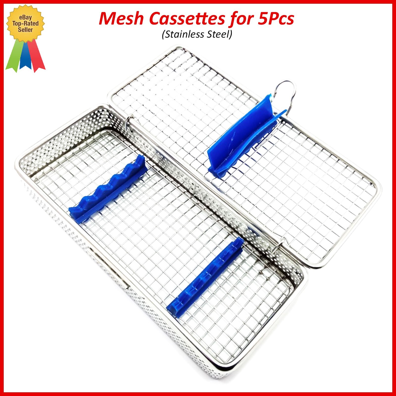 Dental Mesh Instruments Cassette Sterilization Tray Rack For Holding 5Pcs Scaler