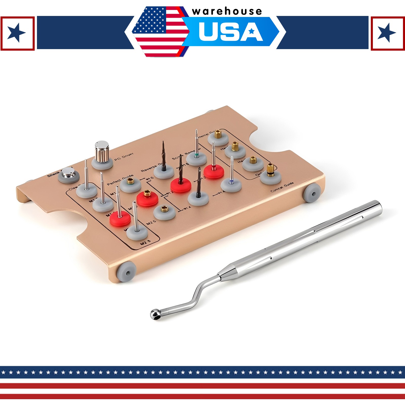 Dental Universal Implant Removal Kit Golden Box Broken Screws Extract Tool Set
