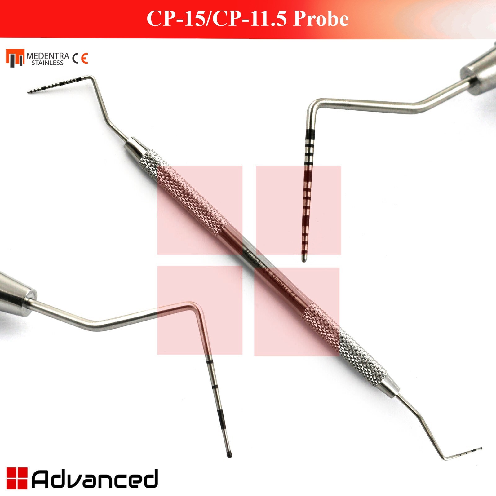 Dental Periodontal Probe CP-15 CP-11.5 Double Ended Diagnostic Examination Tool