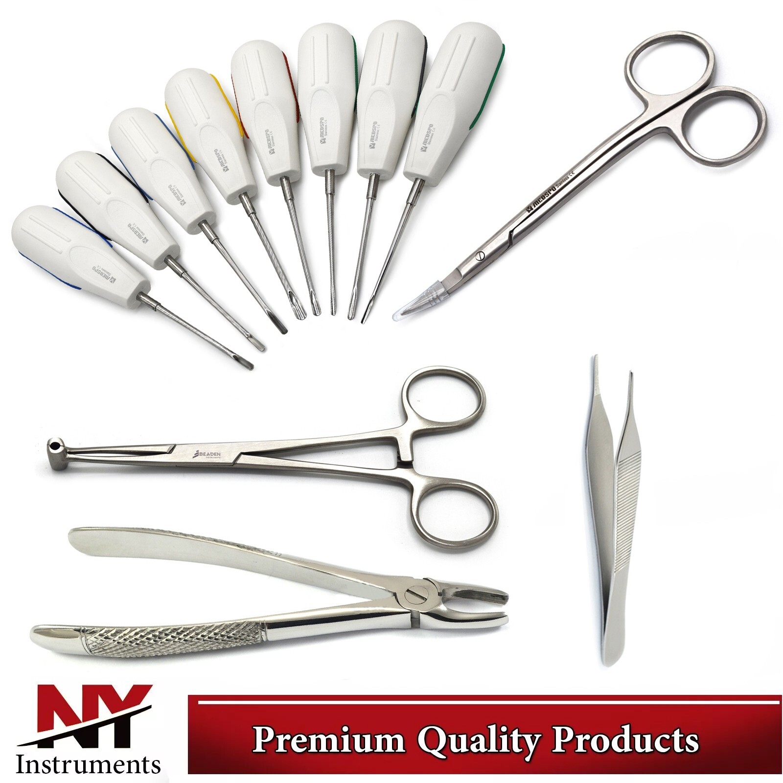 Dental Tooth Extraction Forceps Teeth Pulling & Root Elevators Oral Surgery Kit
