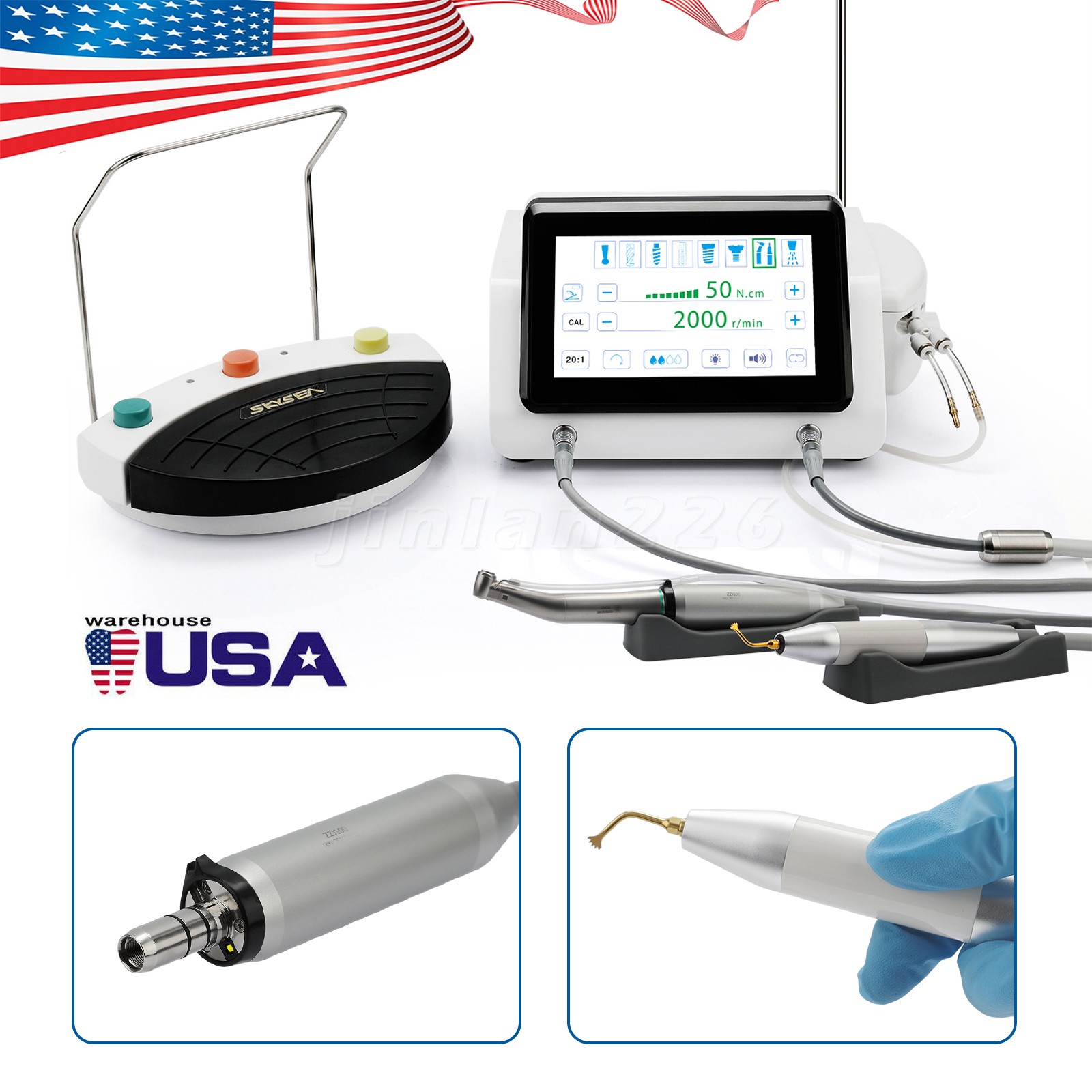 2IN1 Implant Motor LED Dental Surgical Piezo Bone Ultrasurgery 2 x LED Handpiece