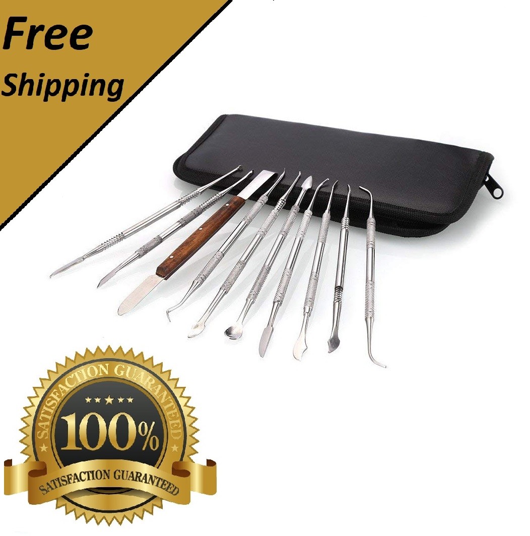 Professional 10Pc Set Dental Lab Wax Carving Tools Knife Set Surgical Instrument