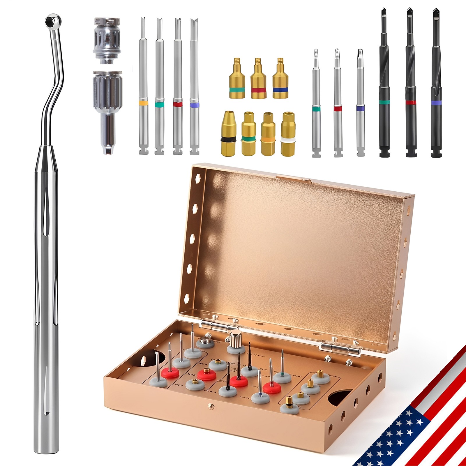 Dental Bur Burs Holder Block Disinfection Box Aluminium Autoclave 9Holes Blue DL