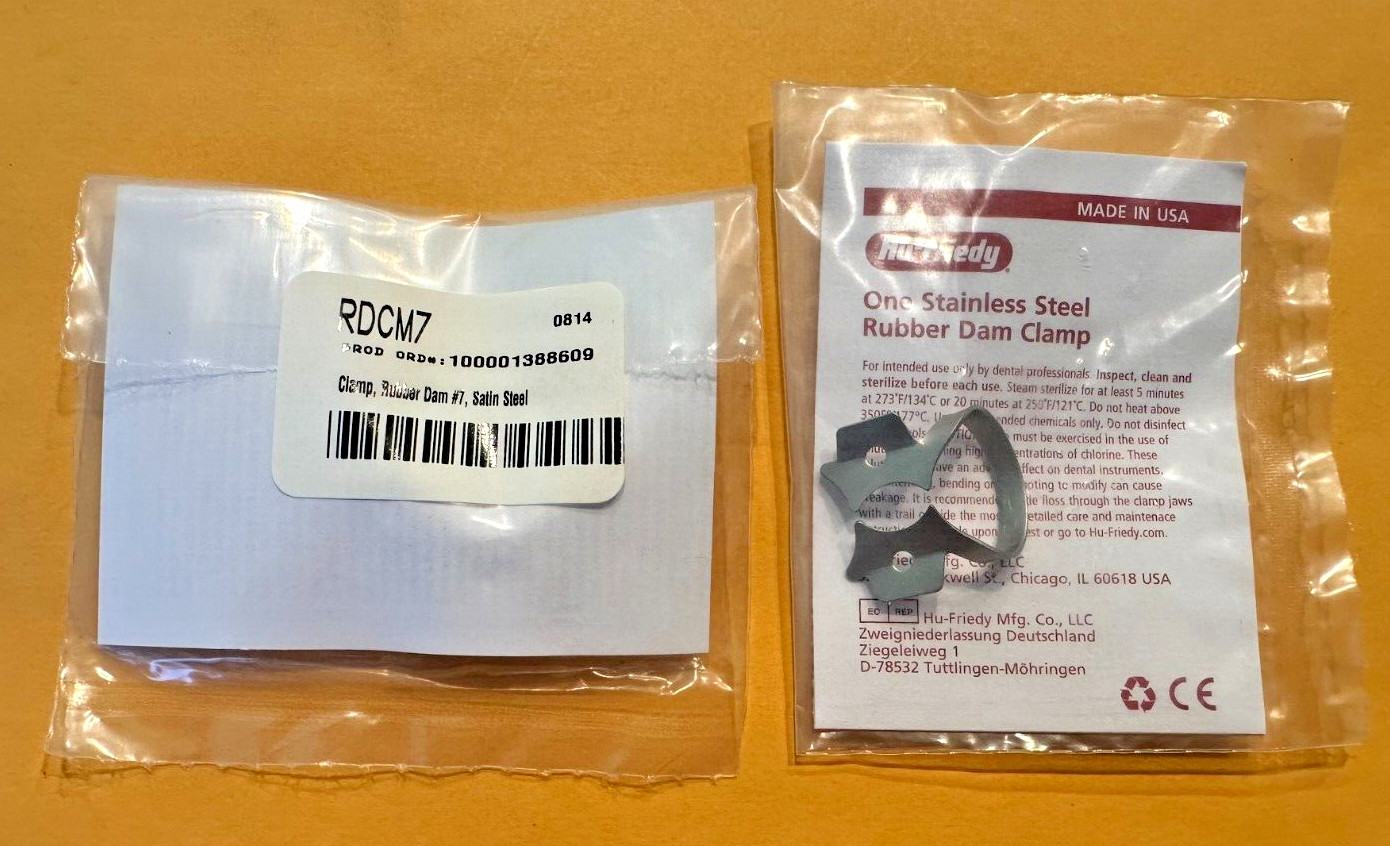 HU-FRIEDY Rubber Dam Dental Clamp Satin Steel Finish. Different models