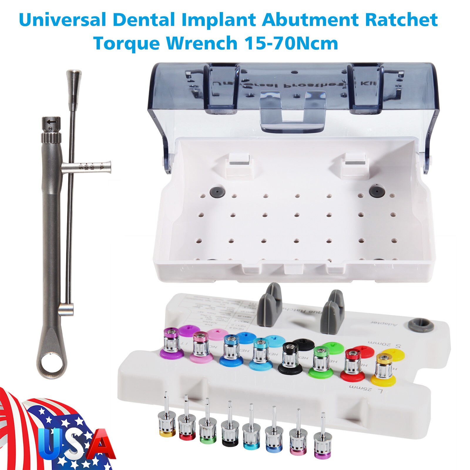 Dental Universal Implant Prosthetic Kit Torque Wrench Screw Drivers Remover+ Box