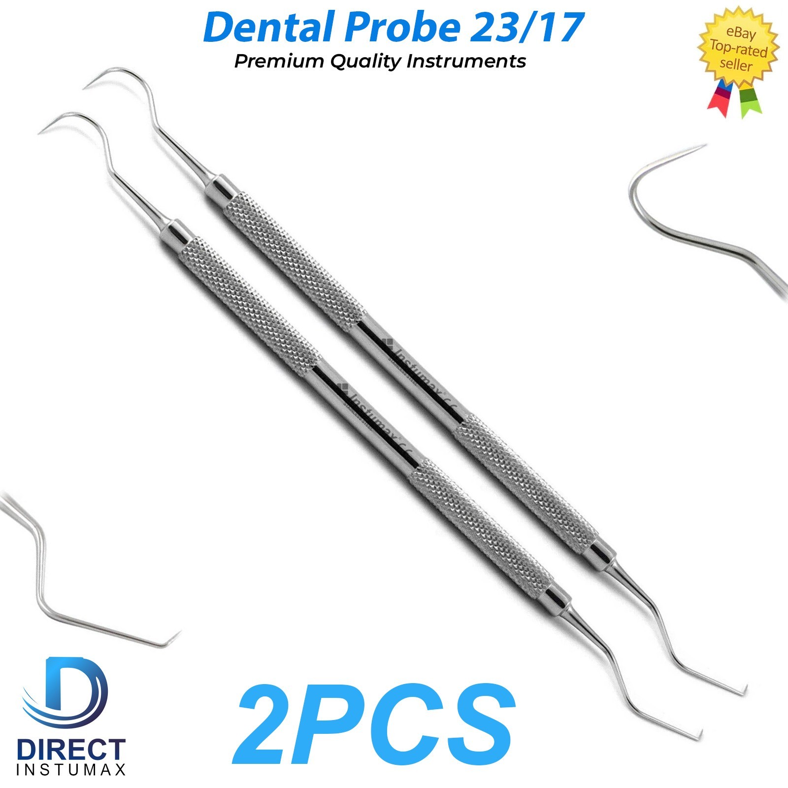 Dental Endodontic Tooth Scraper Double Ended Hook Explorer 23/17 Scaler Probe CE