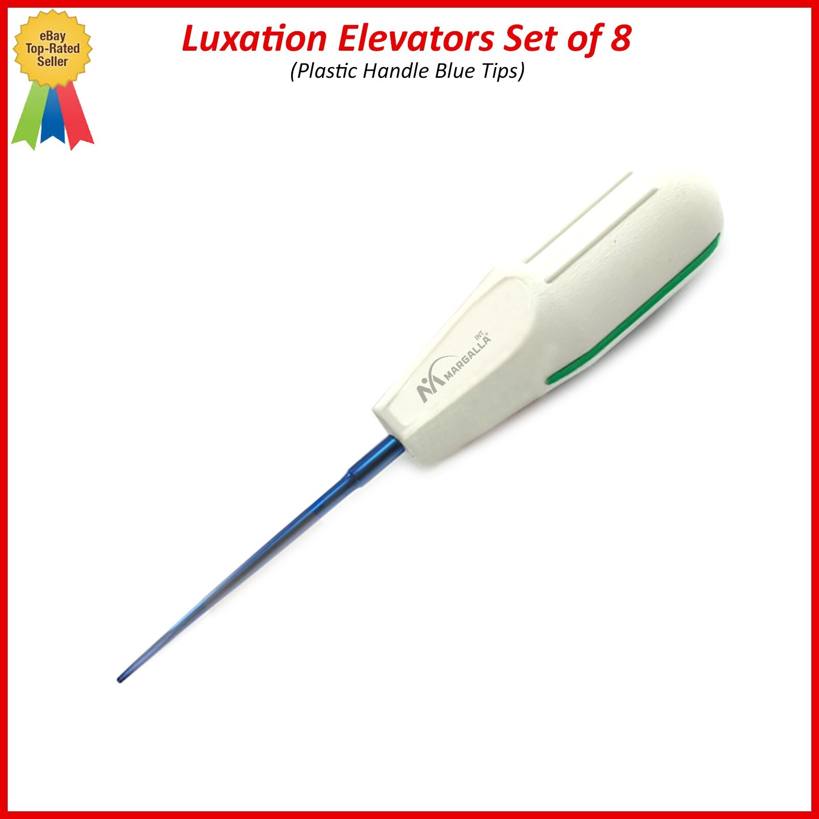 Set Of 8 Dental Luxating Elevators Blue Tip White Handle