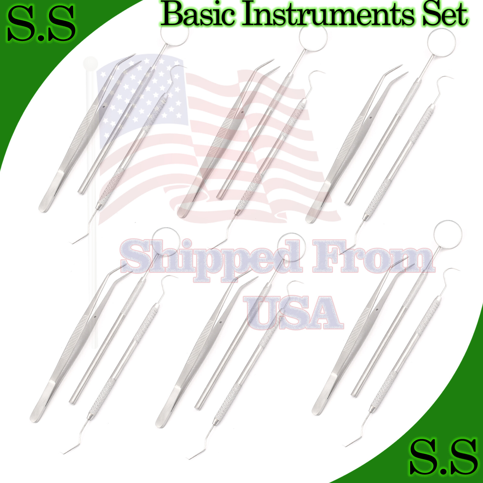 15 Instruments Basic Dental Set Mirror Explorer College plier