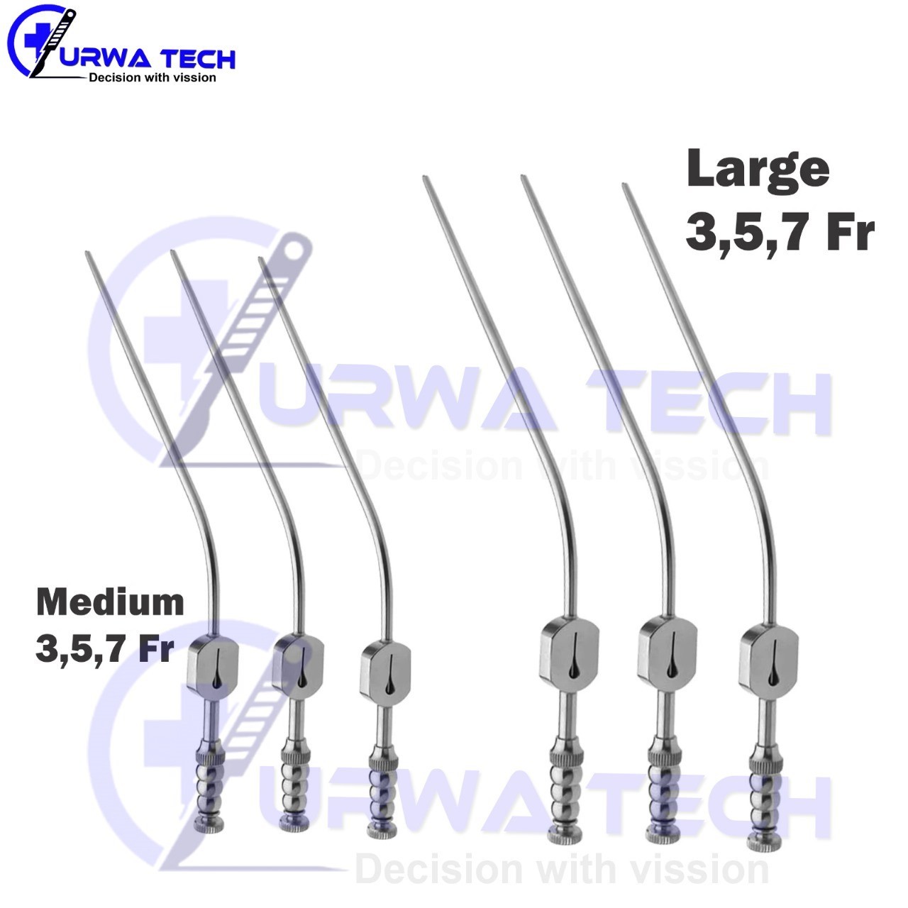 Fukushima Teardrop Suction Tube Fr 3,5,7 Medium & Large 6 PCs Set URWA TECH