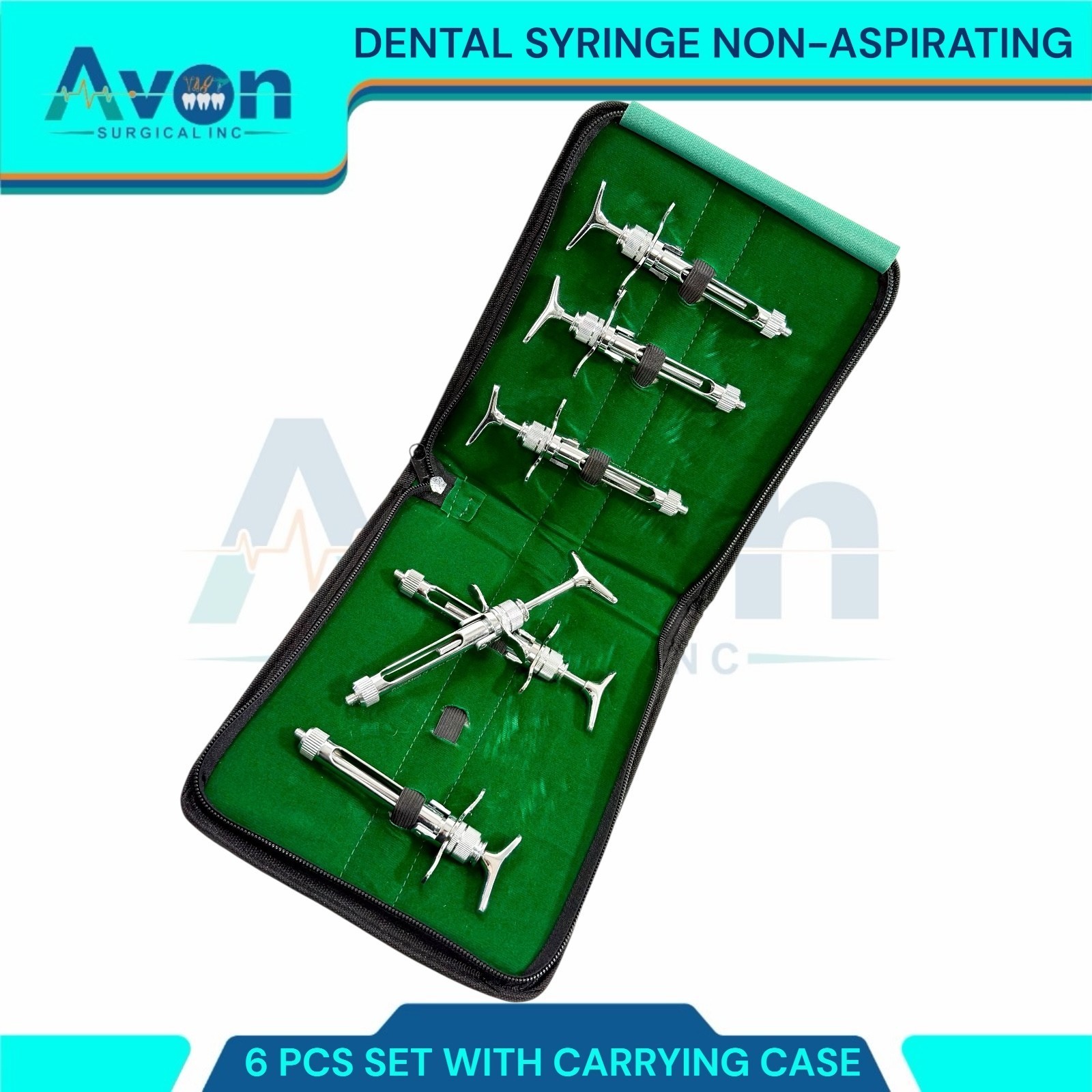 NEW PREMIUM GRADE 6 Piece Aspirating Syringe 1.8CC DENTIST DENTAL INSTRUMENTS