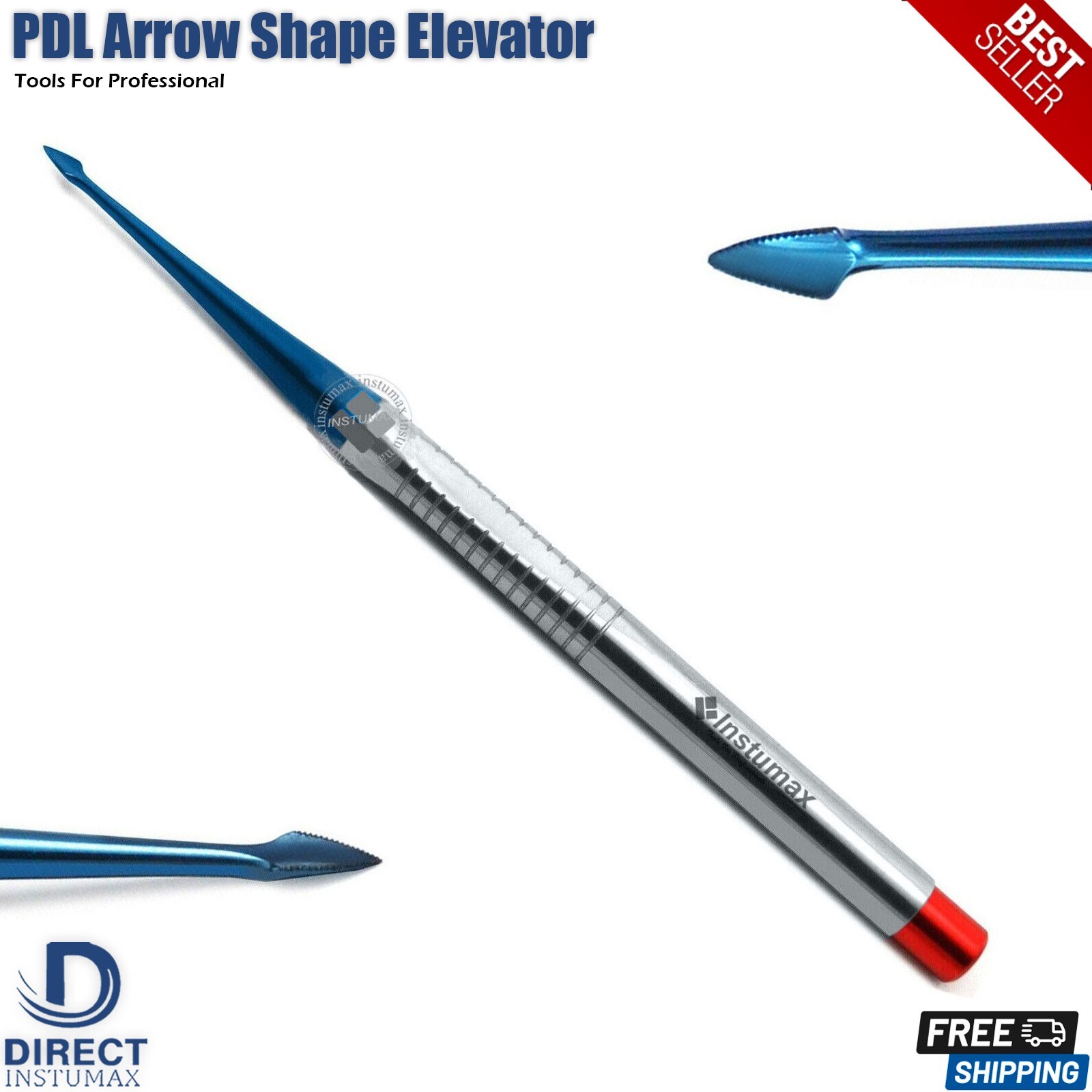 2-PCS PDL Luxating Arrow Shape Elevator Serrated Spade Luxation Titanium Coated