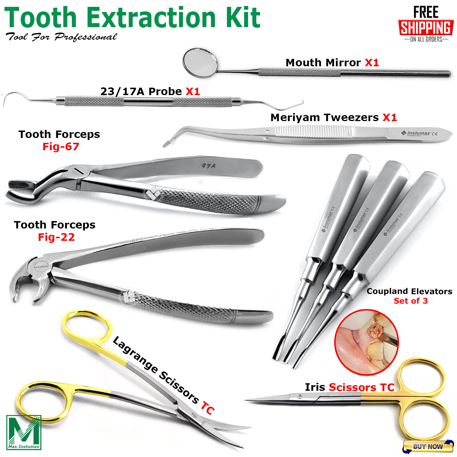 Dental Tooth Extraction Instruments Elevators Forceps Scissors Extracting Tools