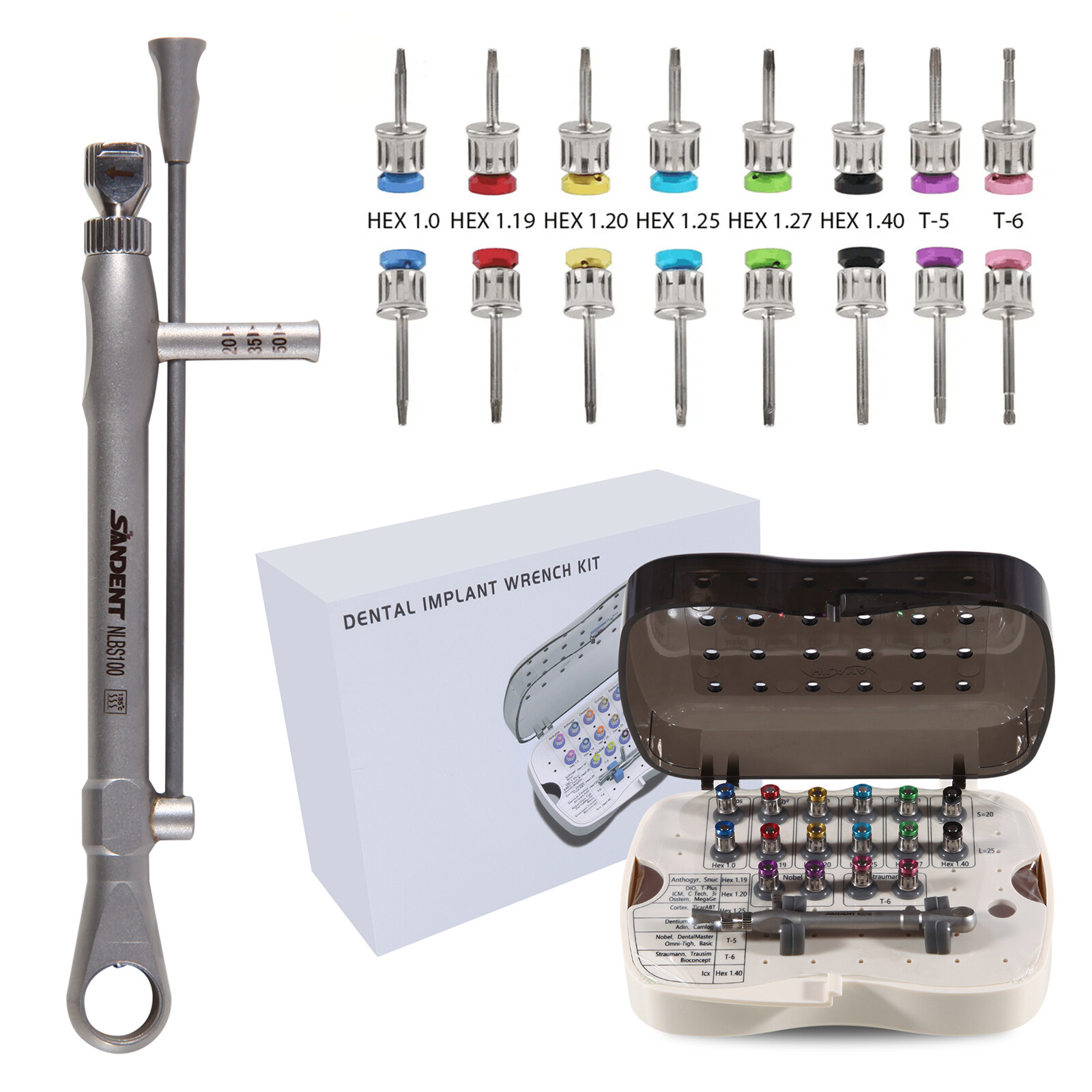 Dental Implant Universal Prosthetic Kit Torque Wrench 16 Screwdrivers Manual MD