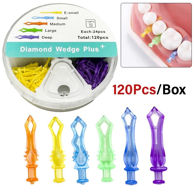 120Pcs Dental Diamond Wedge Matrix Diastema Adaptive Interdental Teeth Wedges
