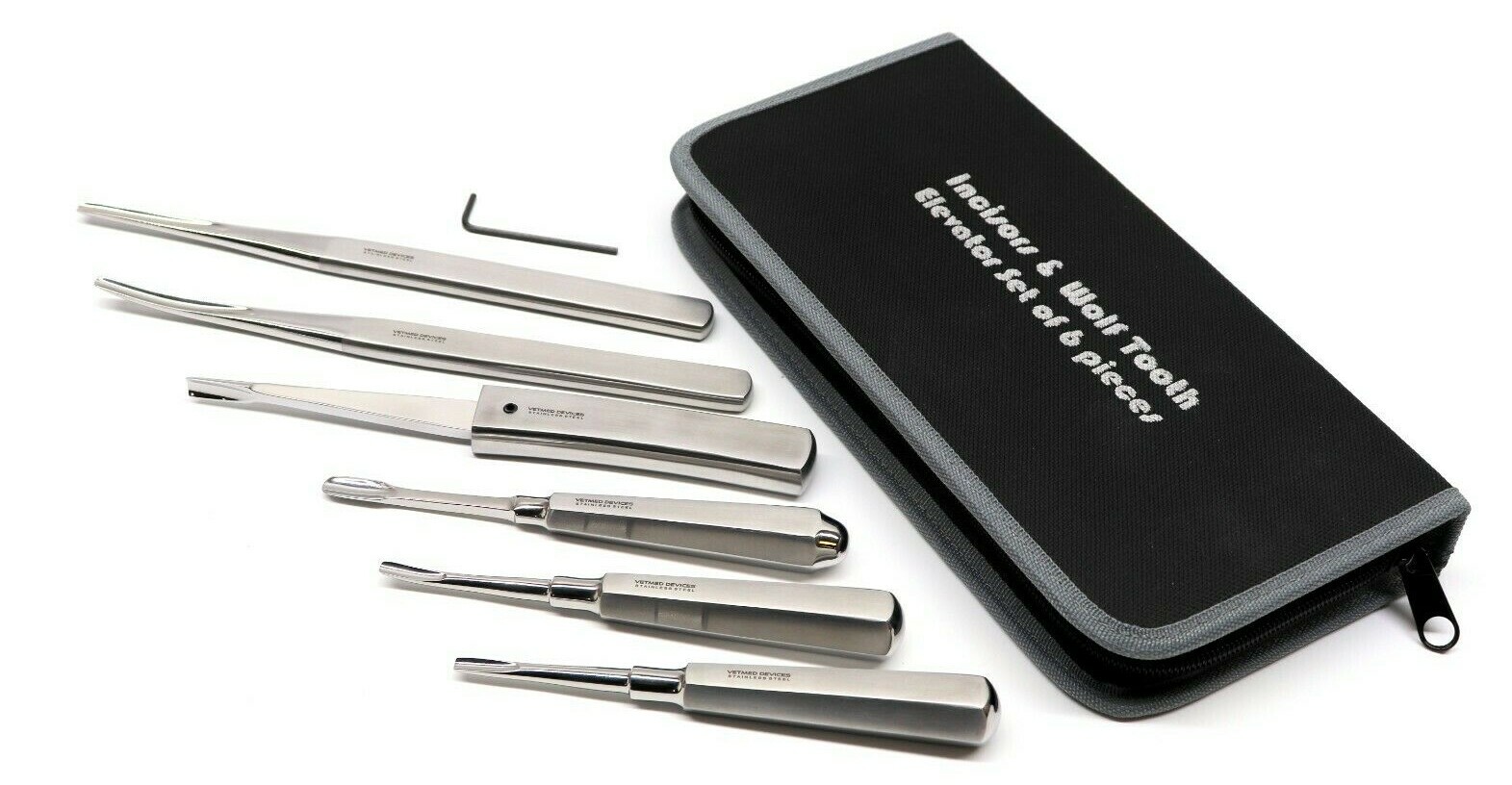 Equine Dental Incisors & Wolf Tooth Elevator 6-pcs Set Stainless Steel