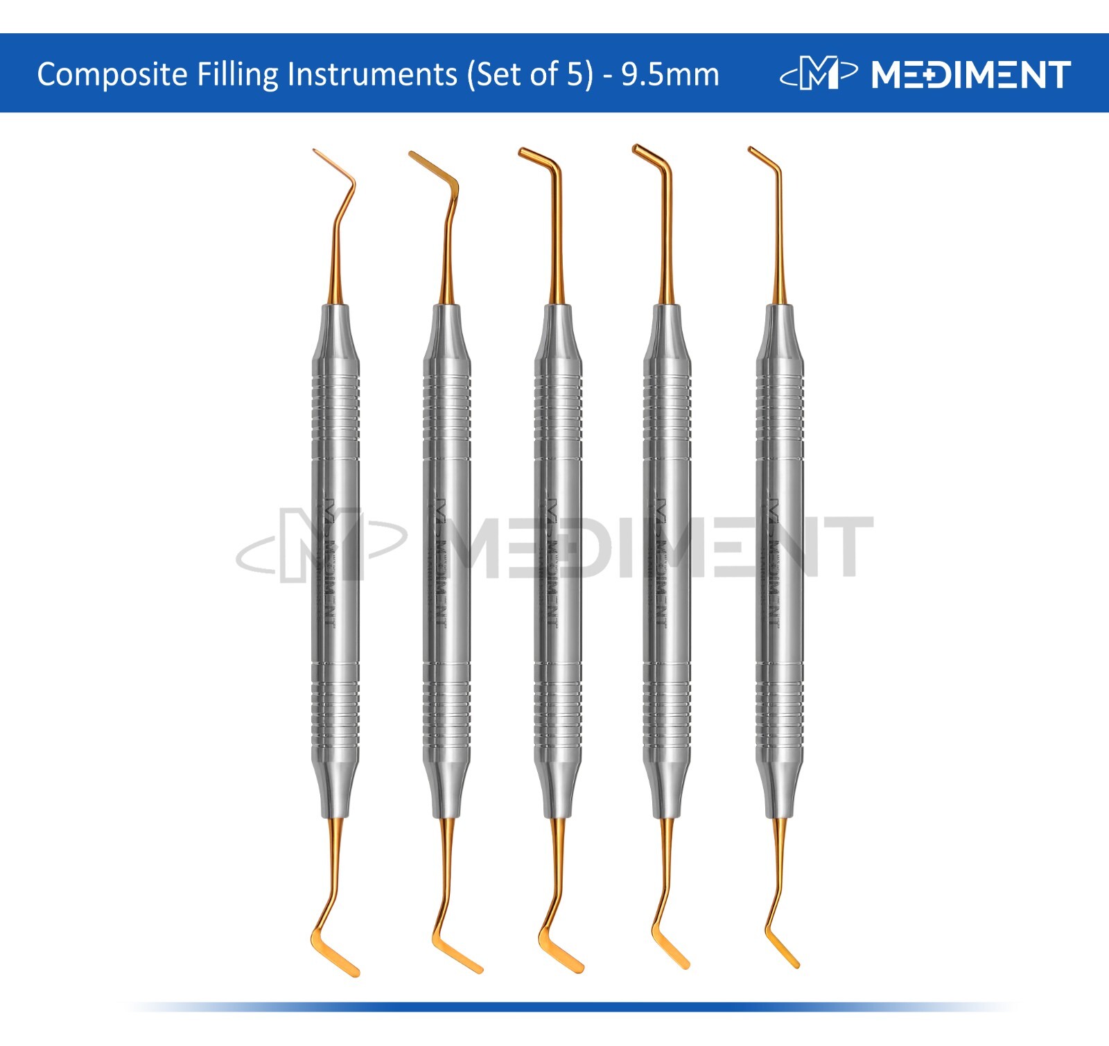 5 Pcs Dental Composite Filling Instrument Gold Titanium Coated Restorative Kit