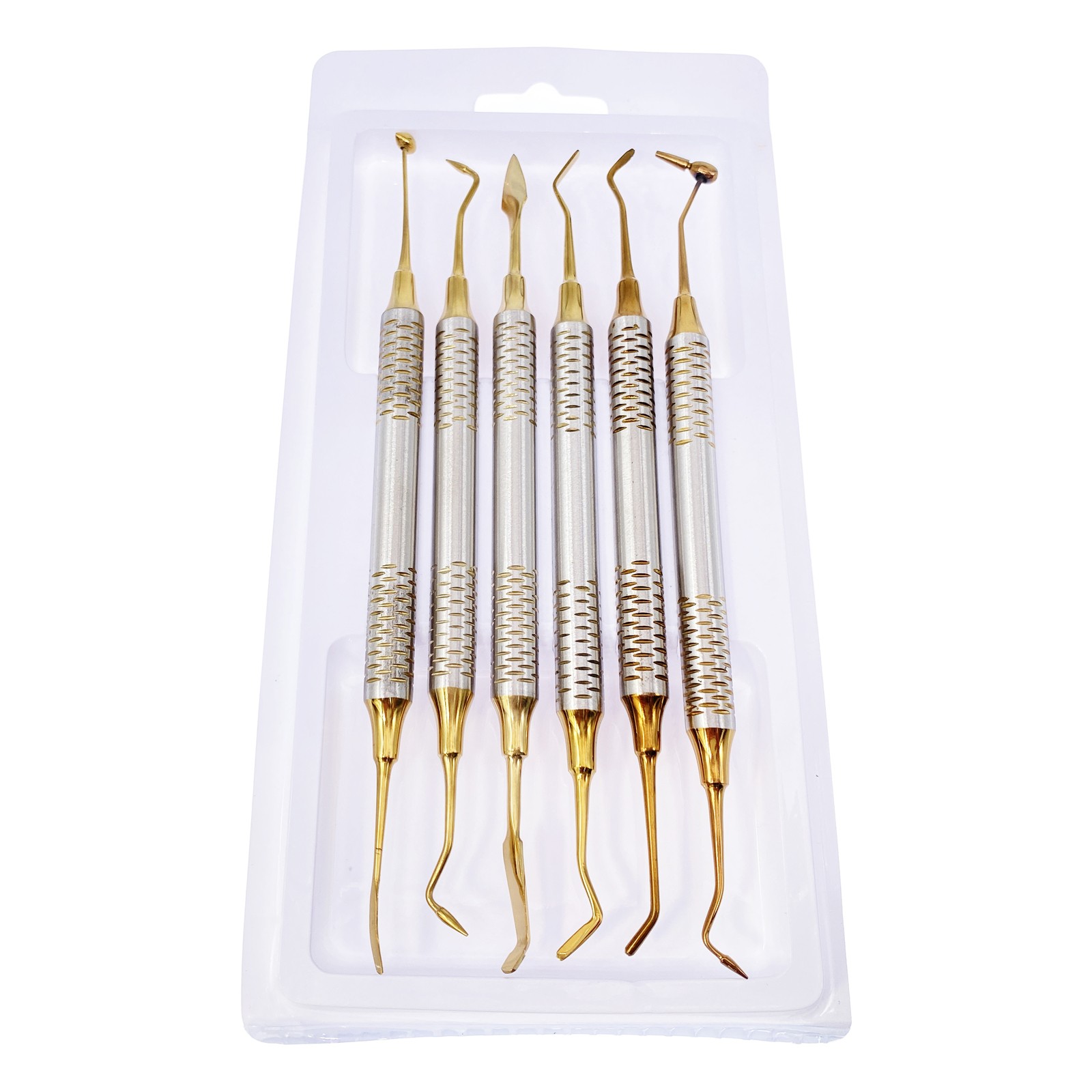 6 Pcs Dental Composite Filling Instrument Gold Coated Restorative Kit